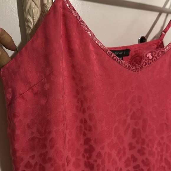 DYNAMITE | Pink Lace Animal Print Satin Camisole - Picture 5 of 12